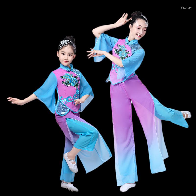 

Stage Wear Chinese Folk Dance Costume Female Classic Performancee Yangko Girl Children Dress Women Yangge Clothing, Adult