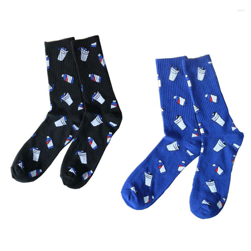 

Men's Socks Est Mens Crew Spring Autumn Cotton High Elastic Sox Creative Jacquard Color Matching Fashion Male Sock, As the picture