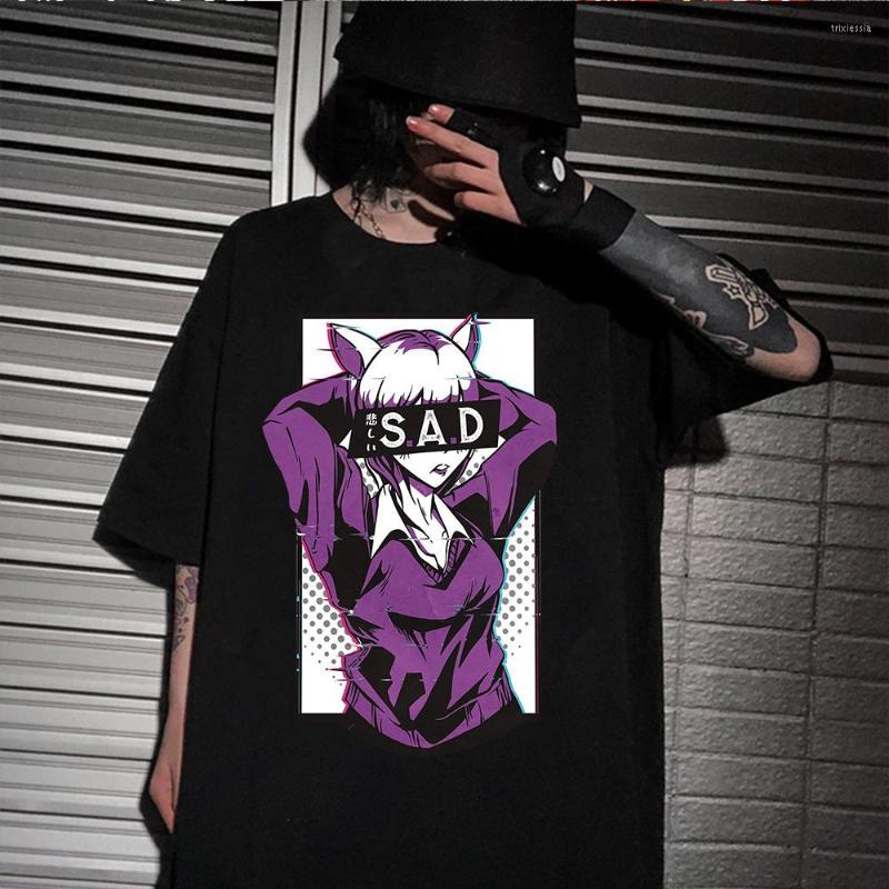 

Men's T Shirts Anime Shirt Japanese Sad Girl Graphic Short Sleeve Kawaii, Black