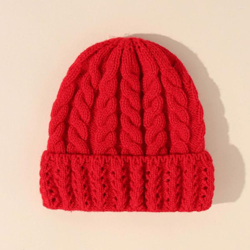 

Berets Simple Knitted Hat Solid Color Women Stretchy Fall Winter Knit Adults Beanie Cap Cold Resistant, White