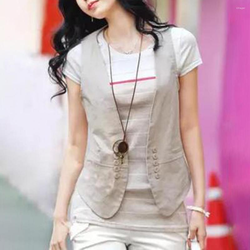 

Women's Vests Chic Waistcoat Comfortable Suit Solid Color Lady, Beige