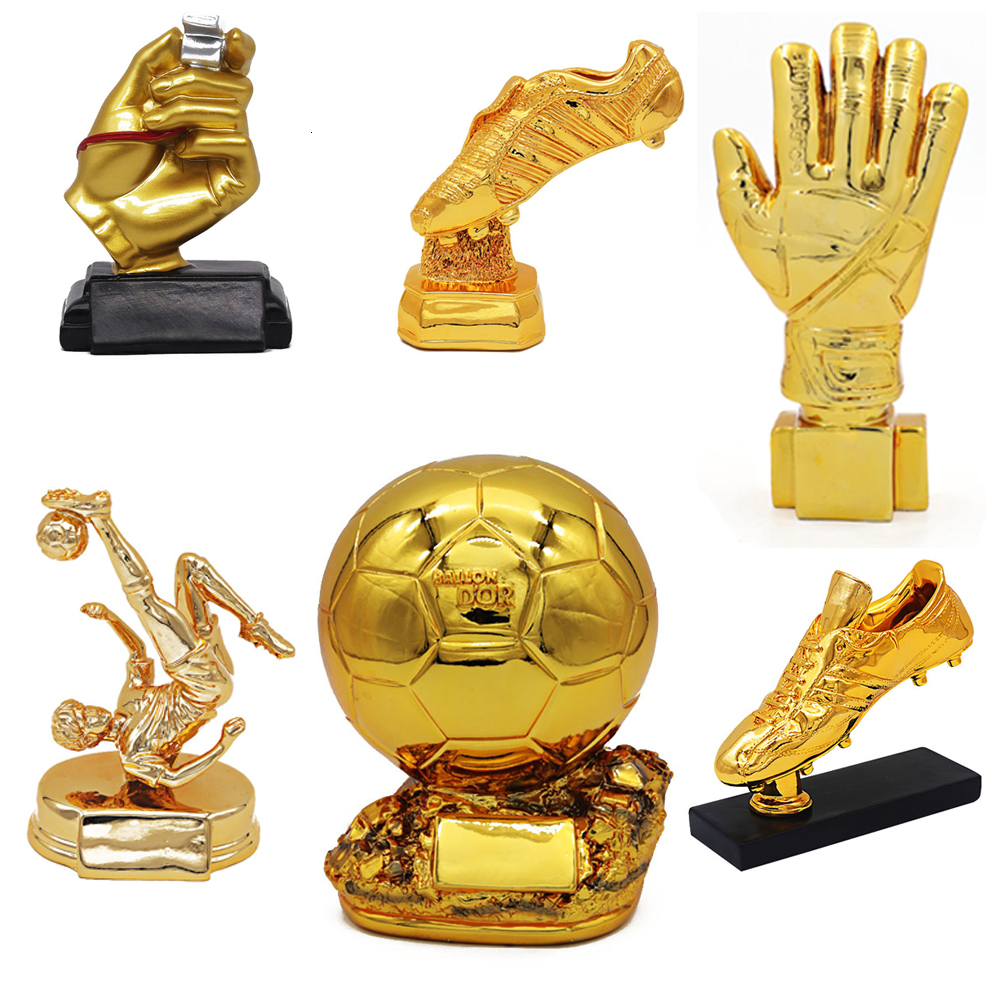

Decorative Objects Figurines Football Trophy Soccer Gold Plated Award League Souvenir Cup Fan Gift Shooter Crafts European Trophies Decoration 221203