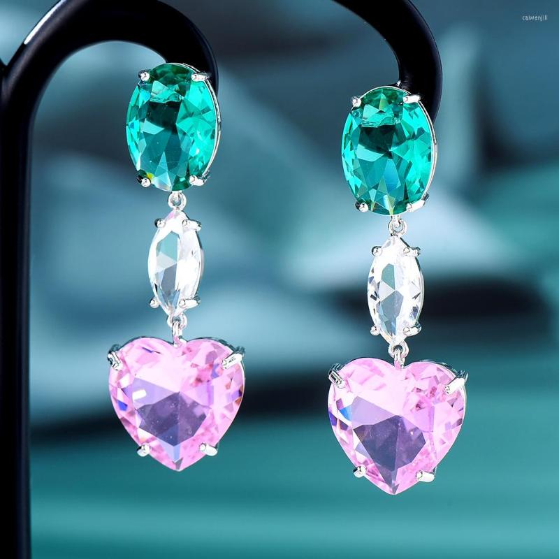 

Dangle Earrings Soramoore Romantic Sweet Heart CZ Pendant For Women Wedding Party Seablue Dubai Trendy Jewelry High Quality