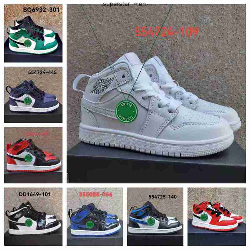 

Jumpman 1 Mid basketball shoes kids Children's shoe youth students sneaker big child Junior toddler skateboard trainers retro casual sports, Color # 2