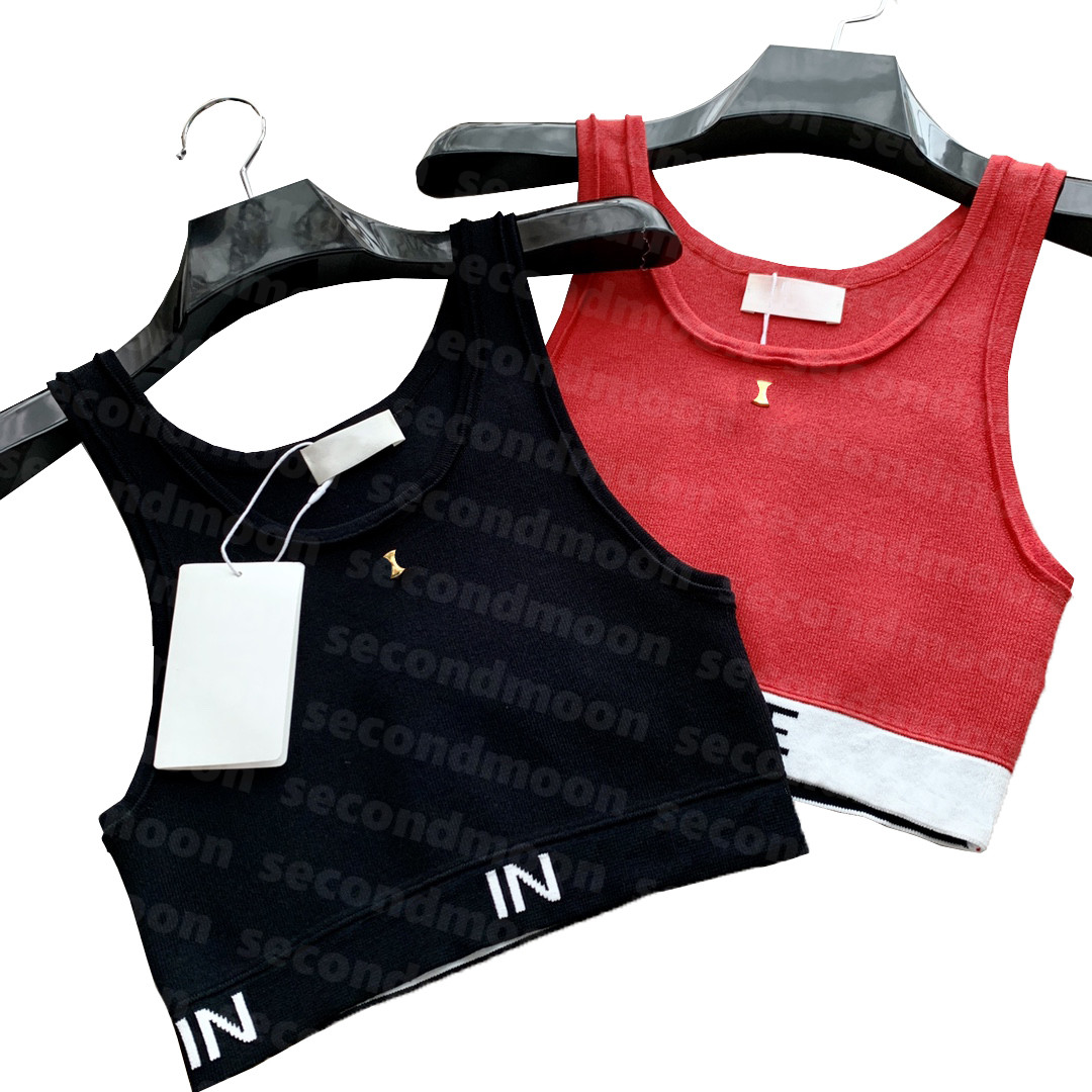 

Women Tank Tops Knits Vest Sports Top Knitted Cropped Top Letter Print Designer Vests Fashion Short Knitwear, Black