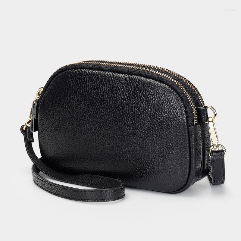 

Evening Bags Ellovado Genuine Leather Shoulder Bag Simple Fashion Crossbody Solid Color All-Match Messenger Multi Zipper Handbags, Lba-21s-60-pk