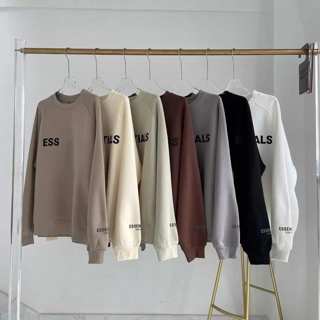 

Women' Hoodies Sweatshirts Autumn and Winter Sweaters Ess Plush Double Line Lovers Long Sleeve Round Neck, Black