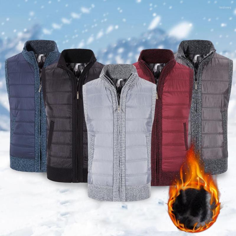 

Men's Vests Chic Men Winter Vest Sleeveless Pockets Cardigan Waistcoat Heat Retention Daily Life Clothes, Black