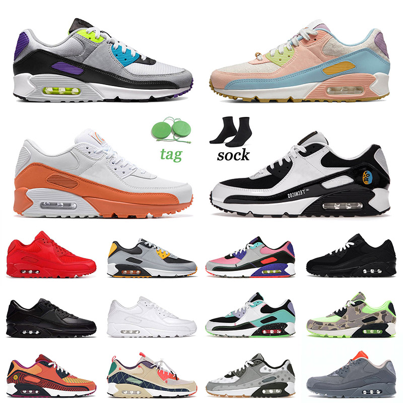 

Running Shoes Sports Max 90 Big Size Us 12 What The Sun Club Lucha Libre Airmaxs 90s Black White Grey Violet for Men Women Sneakers 36-46, B41 volt green 40-46
