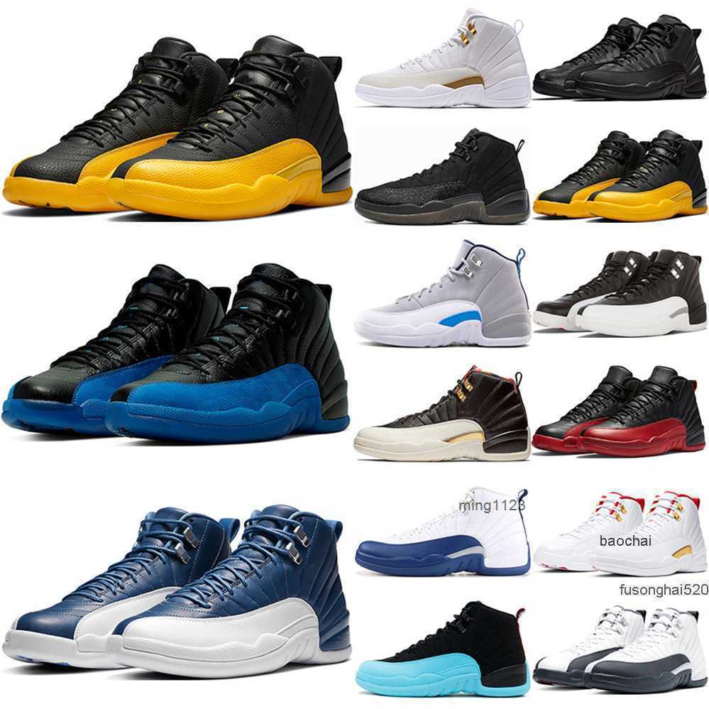 2026 Indigo University Gold Chaussures de basket-ball 12 12s Bordeaux Cny Cherry Utility Twist Gamma Blue Taxi Fiba Playoffs Low Easter Me