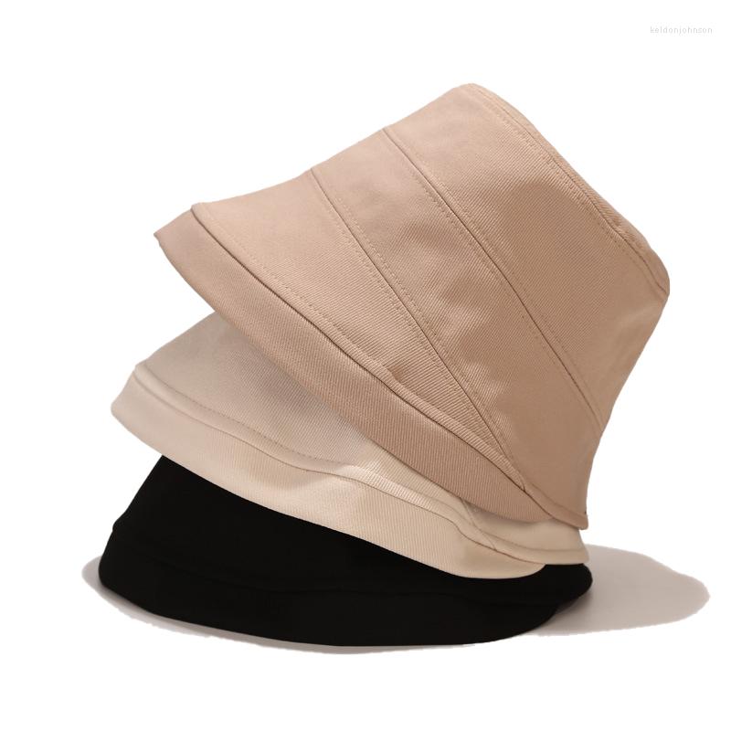 

Berets Spring Autumn Korean Women's Bucket Cap Japanese Fashion Leisure Solid Cotton Breathable Sunshade Hat Foldable Fisherman, Black