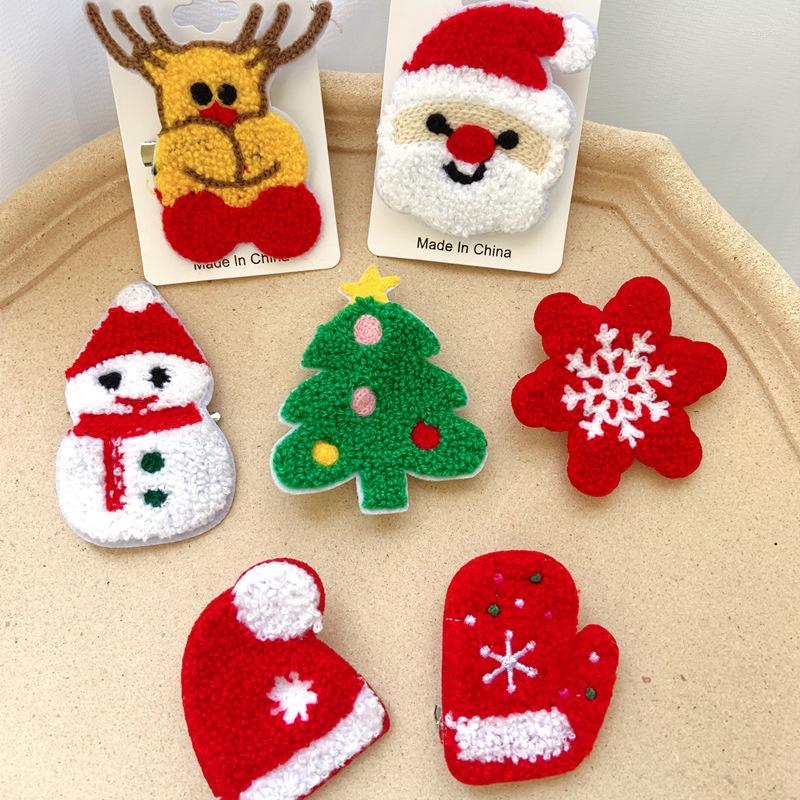 

Hair Accessories Winter Clips Women Girls Merry Christmas Hairpin For Children Fluffy Elk Santa Claus Side Pins Cute Clip