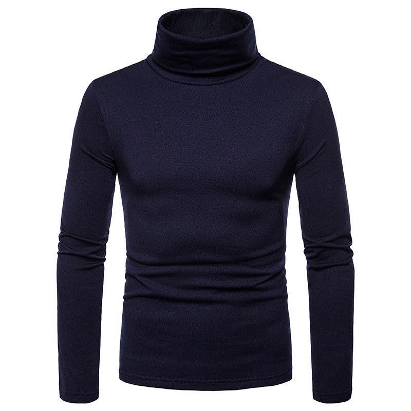 

Men's Sweaters Fashion Casual Slim Fit Basic Turtleneck Knitted Sweater High Collar Pullover Male Double Autumn Winter Undershirt, Black