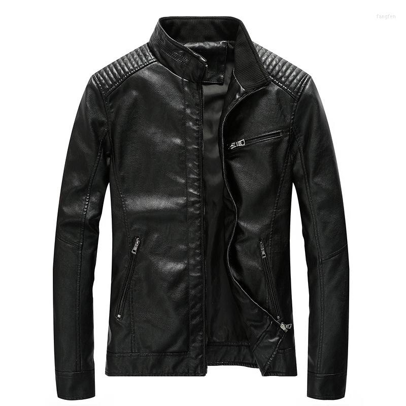 

Men's Down Spring And Autumn Leather Clothes Slim Fit Korean Version Trend Thin Motorcycle Jacket Handsome Coat, Black
