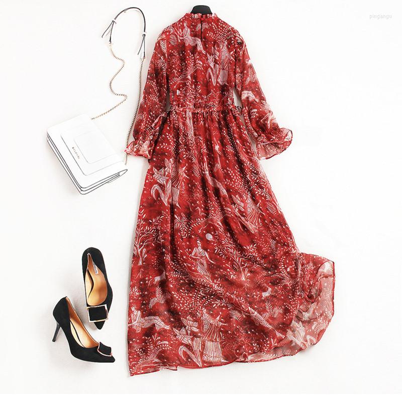 

Casual Dresses Large Size Elegant Women' Floral Print Maxi Evening Party Dress Summer Sleeve Long Flower Sundress Costume, Photo