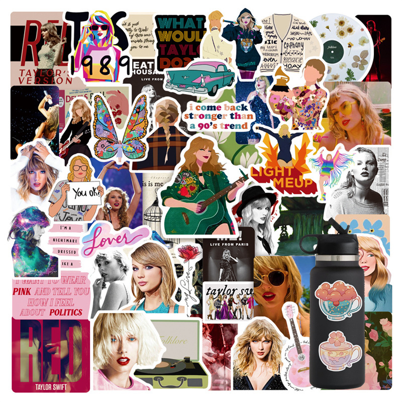 

50pcs Cartoon Taylor Swift sticker Pack for Laptop Skateboard Motorcycle Decals, Multi colors