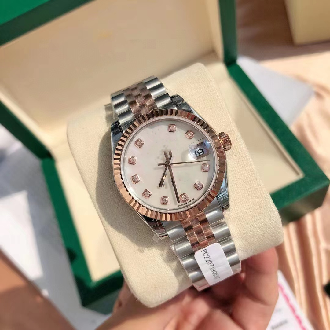 

With original box 41mm mans Woman luxury watch Datejust Date President 18K gold Diamond Dial Asia 2813 Movement Mechanical Automatic Man's Watches Montre De Luxe, Style 7