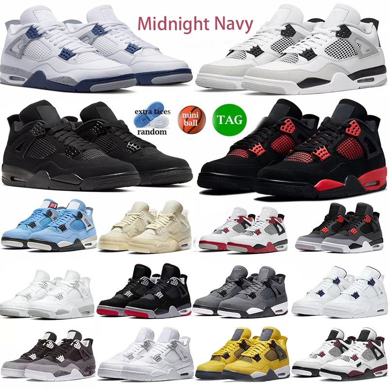 

Jumpman 4s basketball shoes Midnight Navy Military Black 4 men Red Thunder Sail Black Cat Pure Money white oreo Infrared women mens sneakers 36-47, 28