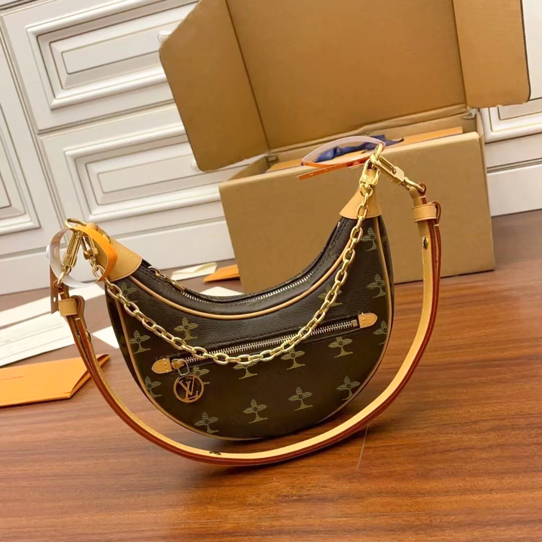 

luxuryLOOP M81098 half moon peas Shoulder Bag classic crossbody New handbag fashion Women's men two shoulder straps Printing Luxurys Designer Totes clutch duffle, Carton