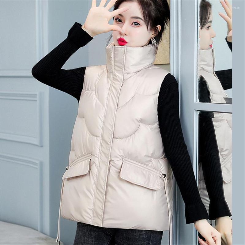 

Women's Vests 2022 Spring Autumn Women's Vest Jacket Overcoat Turn Down Collar Sleeveless Short Coat Female Cotton Padded Waistcoat, Pink