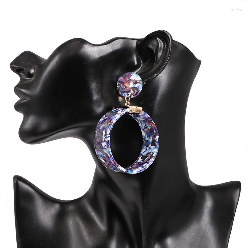 

Dangle Earrings Geometric Acrylic Fashion Statement Drop For Women Vintage Resin Round Earring Brincos Wedding Jewelry