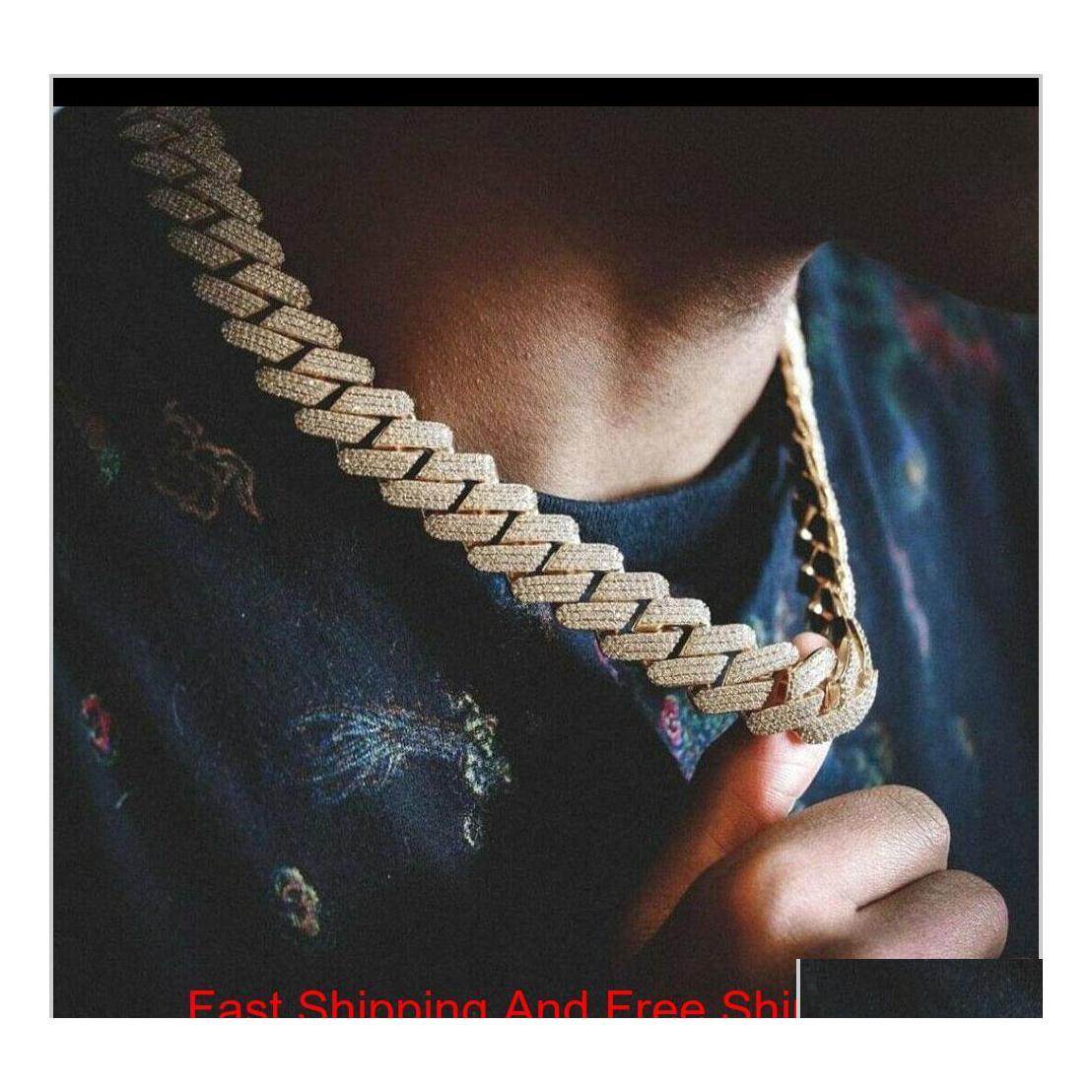 

Chains 20Mm Diamond Miami Prong Cuban Link Chain Choker Necklace Bracelets 14K White Gold Iced Icy Cubic Zirconia Jewelry 7Inch24Inc Otyue