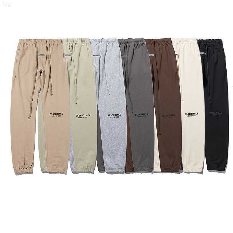 

Casual sports pants Autumn and winter new FOG double thread ESSENTIALS reflective drawstring trousers casual high street fashion brand terry sanitary design sweat, Black