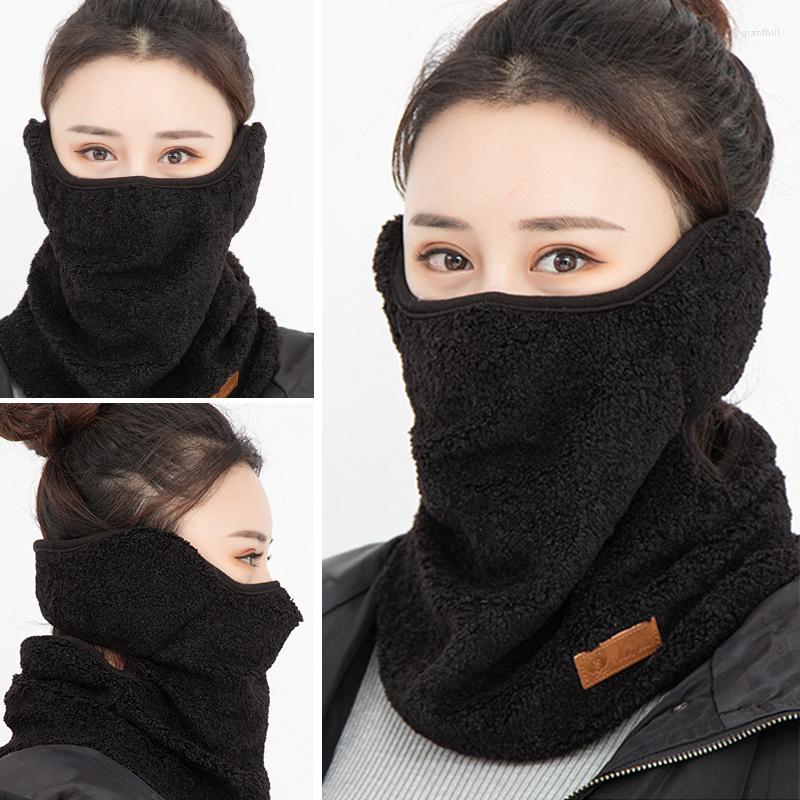 

Scarves Autumn Winter Fleece Warm 3 In 1 Neckerchief Mask Ear Muffs Causal Outdoor Windproof Warmer Unisex Cycling Snood