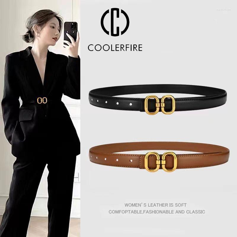 

Belts Women Belt Genuine Leather Fashion Casual Designer Ladies All-match For Female Adjustable High Quality Brand Strap LB2275, Black