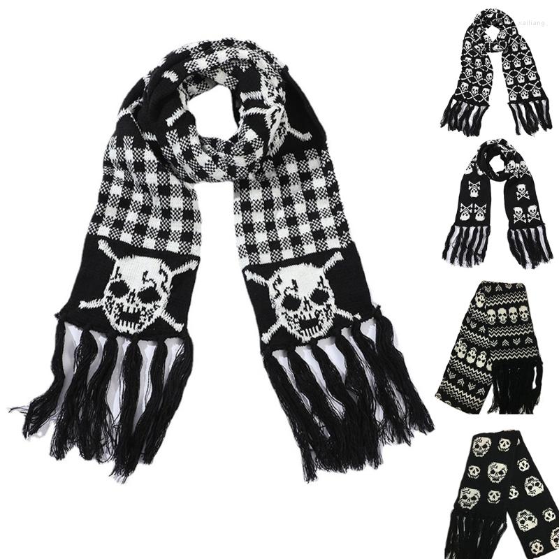 

Scarves Skull Crossbones Stylish Knitted Wool Feel Long Fashion Scarf