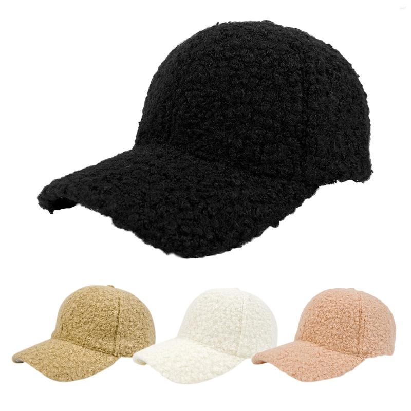 

Ball Caps Faux Lamb Wool Baseball Cap For Men Women Teddy Fleece Sports Hats Warm Winter Outdoor Travel Gift, White