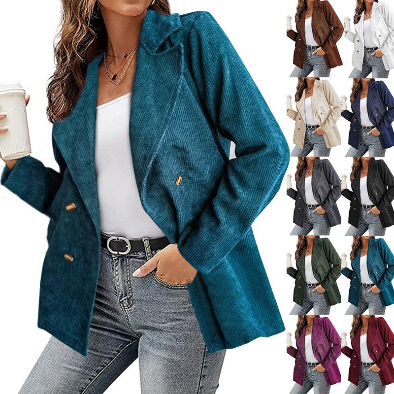 

Women' Suits 2022 Spring Autumn Corduroy Long-Sleeved Short Jacket Women' Pure Color Coat Femalet Single-Breasted Thin, As shown