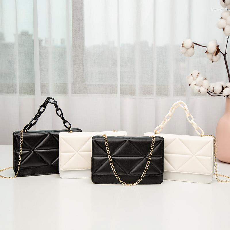 

Evening Bags Trend Embroidery Chain Crossbody For Women Luxury Simple Shoulder Bag Ladies Designer Handbags PU Leather Messenger, White