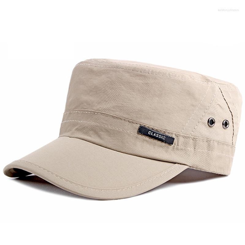 

Berets Snapback Cap Adjustable Size Men's Cotton Military Hats Flat Navy Hat Black Male Bone Simple Casual Fashion Sports, Color-4