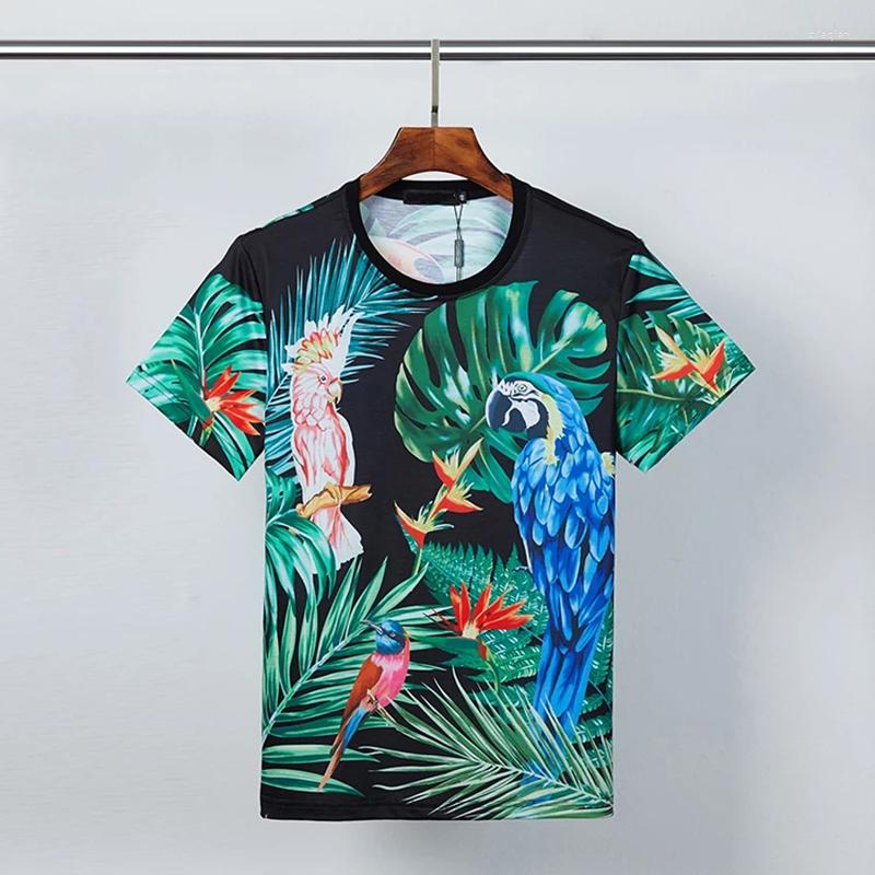 

Men's T Shirts 3D Technology Luxury Designer Summer Brand Parrot Print Short-Sleeved T-Shirt Street High Stretch Clothing, As shown asian size
