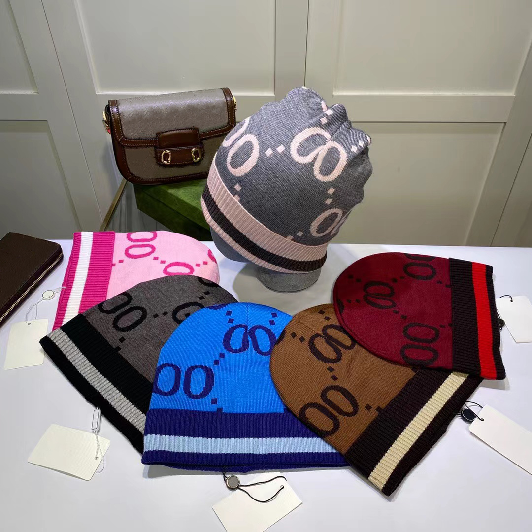 

Designer beanie fashion letters casual cap men and women universal knitted hat beanies autumn winter outdoor warm luxury woolen hats 6 colours