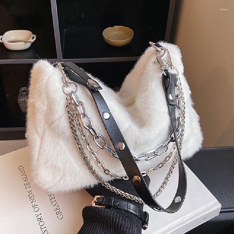 

Evening Bags 2022 Fashion Chain Armpit For Women Winter Plush Lady Shoulder Bag Casual Shopping Handbags Female Luxury Crossbody, Green