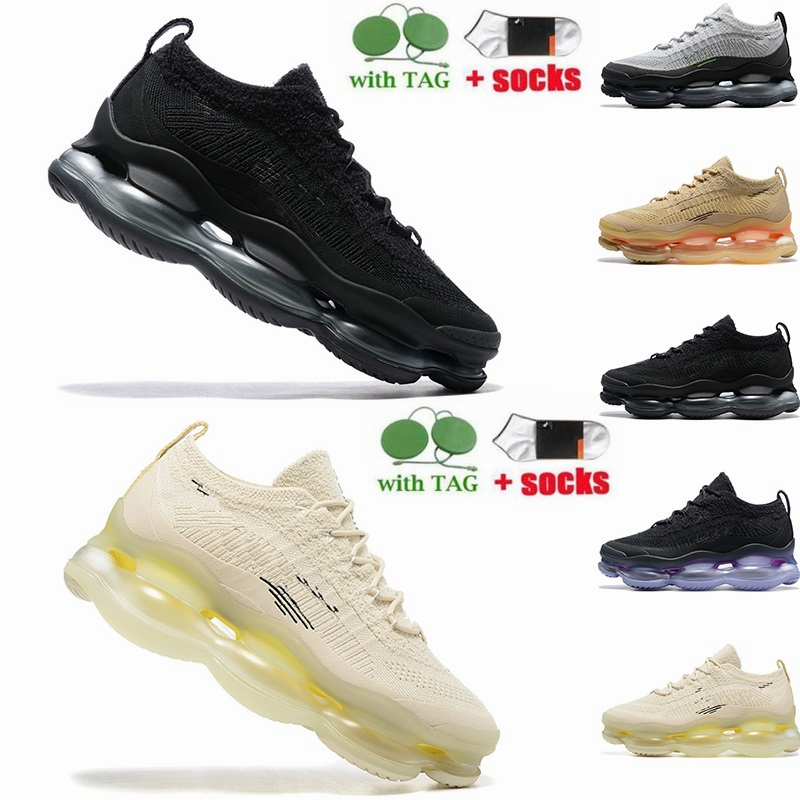 

AM Scorpion Running Shoes FK Knit Triple Black Sesame Lemon Wash Wolf Grey Purple easy on and off exaggerated Cushion Sole Men Women Sneaker Runners Trainers