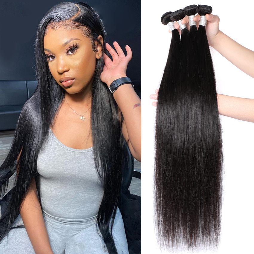 

Wholesale 8A Brazilian Virgin Human Hair Straight Hair 30inch Weave Bundles