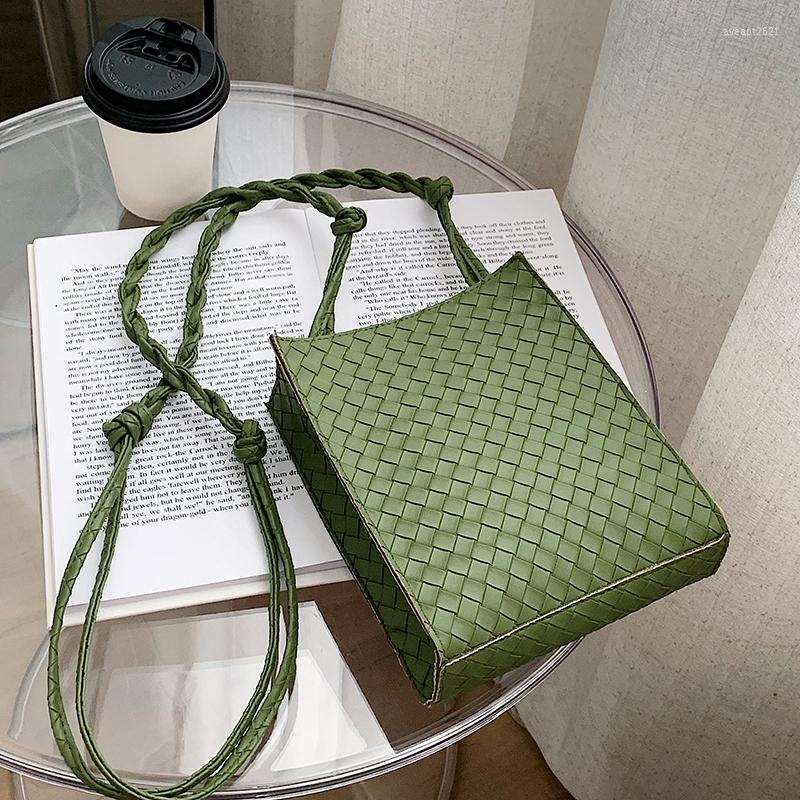 

Evening Bags Girl Bag Small Square Shoulder Leather Weaving Belt Crossbody Fashion Inclined Phone Pouch Vintage Messenger Pack, Beige