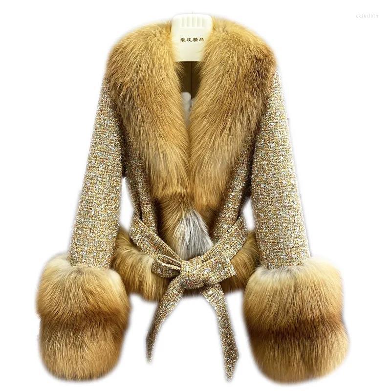 

Women' Fur 2022 Collar Jacket Women Add Cotton Belt Short Woolen Outerwear Winter Fashion Furs Overcoat Coat Female, Green