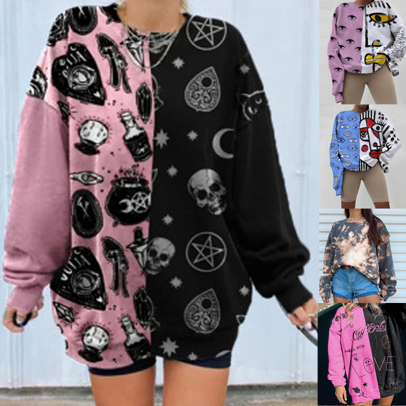 

Women's Hoodies Sweatshirts Vintage Women Tid Dye Long Sleeve Shirts Autumn Winter Casuald Loose Pullover Sweatshirt Tops 221206, D5v080bs