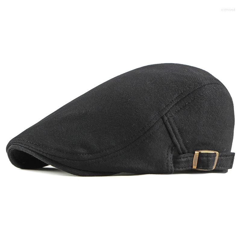 

Berets Autumn Men's Hat Retro Simple Beret Women's Cotton Knitted Solid Color Peaked Cap Spring Outdoor Sun
