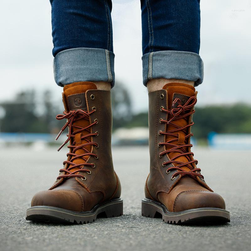 

Boots Men Shoes Man Hunting Tactical Desert Combat Waterproof Sneakers Leather Snow High-top Retro Design Fashion, Crazy brown h31