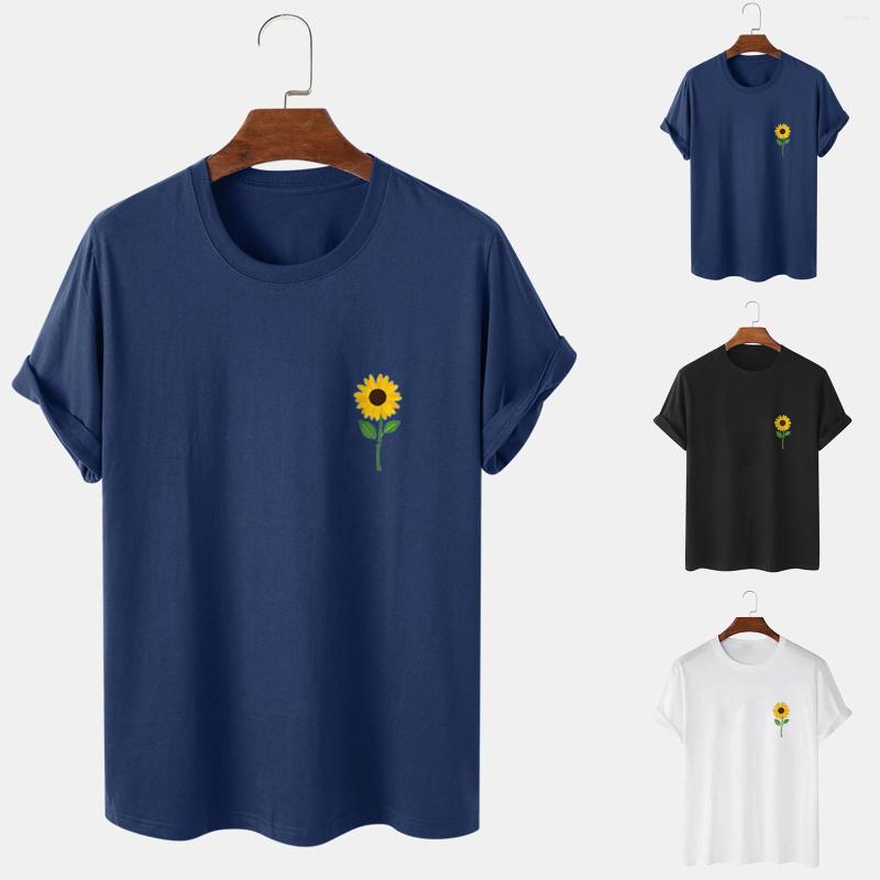 

Men' T Shirts 2022 Summer Fashion Sunflower Graphic Printing Casual Cotton High-quality O-neck All-match Oversized Loose T-shirt, Customizable