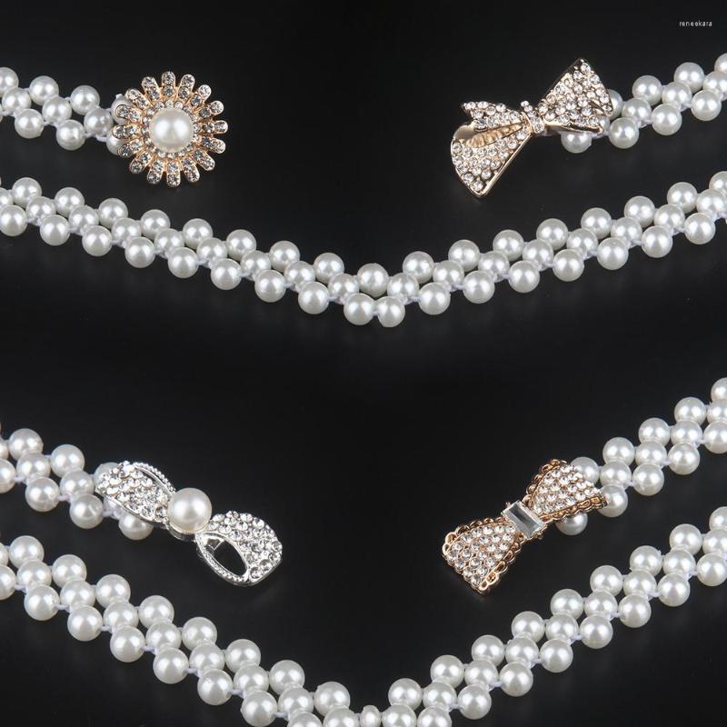 

Belts Ladies Pearl Waist Chain Korean Version Rhinestone Decorative Belt Fashion Sweet Dress Elastic Women Designer, Black