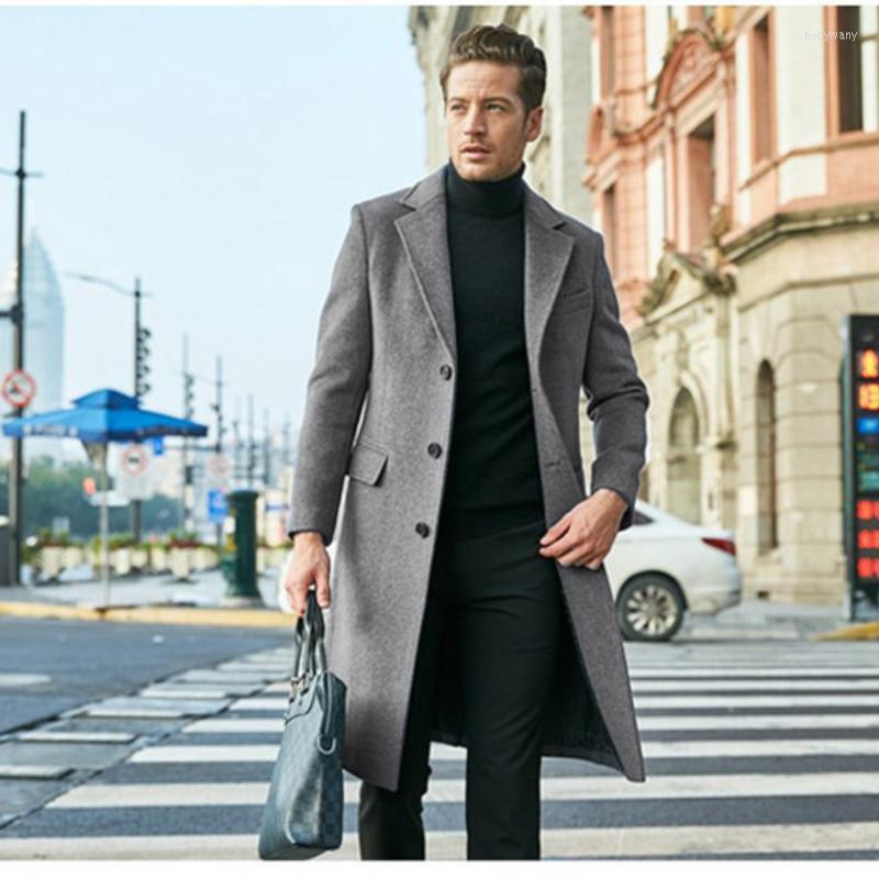

Men's Down 2022 Men's Wear British Long Sleeved Woolen Overcoat In Autumn And Winter, Black