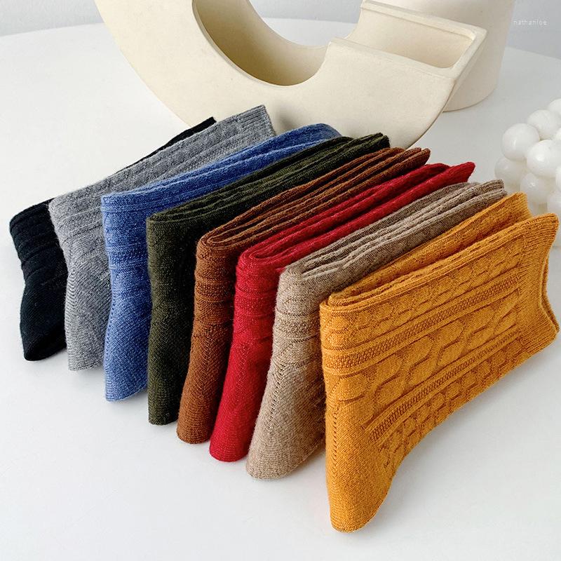 

Women Socks Winter Wool 2022 High Quality Solid Color Korean Style Casual Long Female Preppy Warm Breathable, Khaki