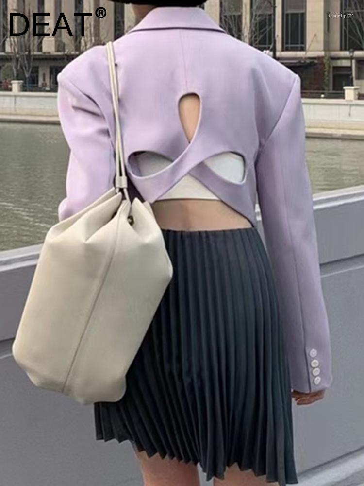 

Women' Suits Fashion Women' Blazer Solid Notched Single Breasted Hollow Out Backless Suit Jackets Female Tide Summer 2022 17A2333, Black