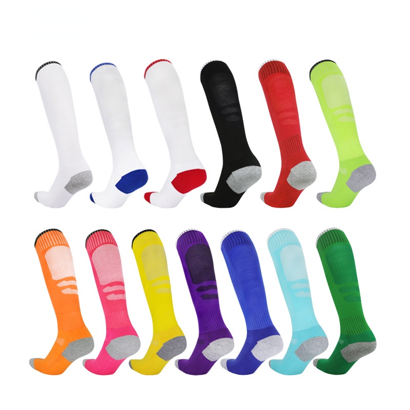 

Men's tall professional football socks towel bottom knee breathable long sports socks, Red/white